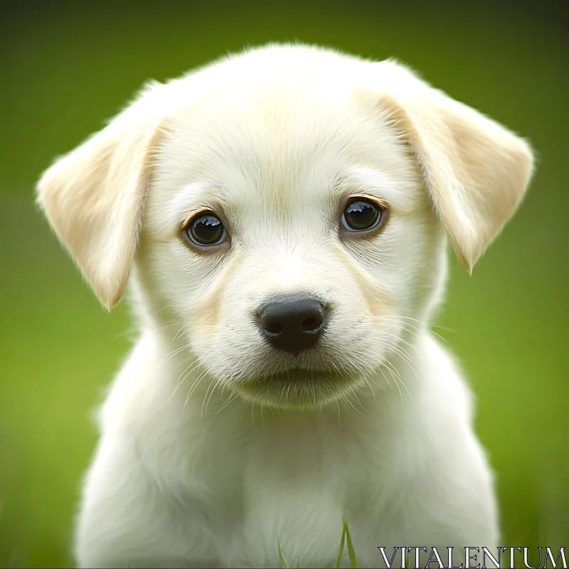 Innocent Gaze of a Fluffy White Puppy AI Image