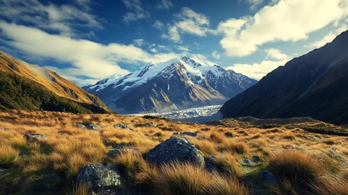 Mountain Landscape with Snow Peaks