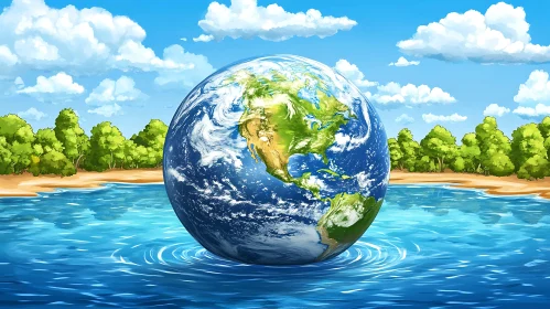 Planet Earth in Water Scenery