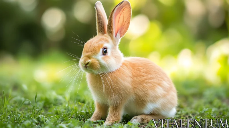 Cute Rabbit on Green Grass AI Image