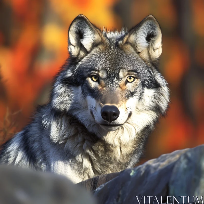 Wolf in Natural Habitat AI Image