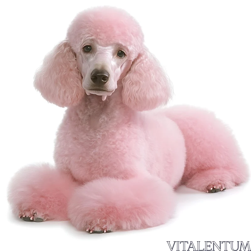 Stylish Pink Poodle with Fluffy Fur AI Image