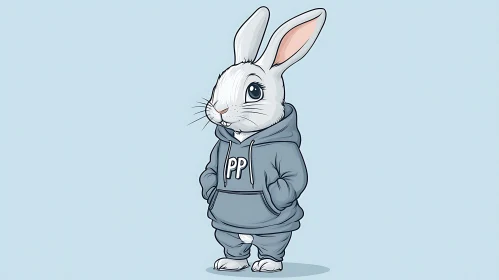 Cartoon Rabbit in Hoodie Illustration