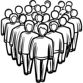 Black and White People Crowd Illustration