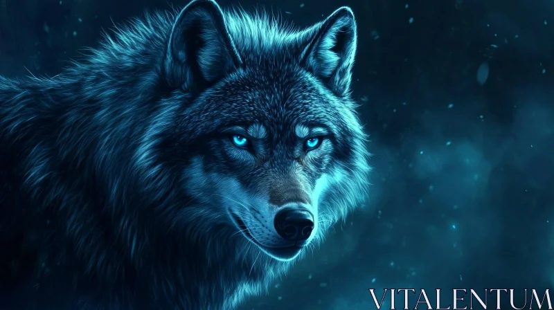 Mystical Wolf with Glowing Eyes AI Image