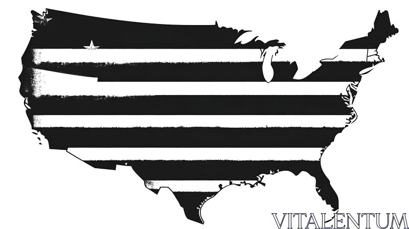 AI ART Monochrome USA Map with Star Accent