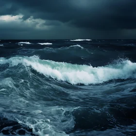 Tempestuous Ocean Under a Dark Sky