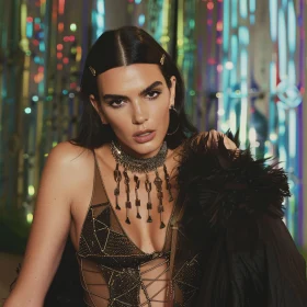 Glamorous Kendall Jenner in an Intricate Outfit