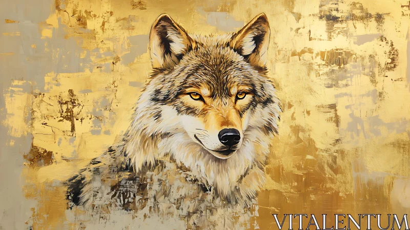 AI ART Golden Wolf Art