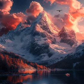 Sunset Over Mountain Lake