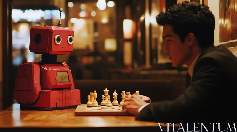 Red Robot Chess Duel AI Image