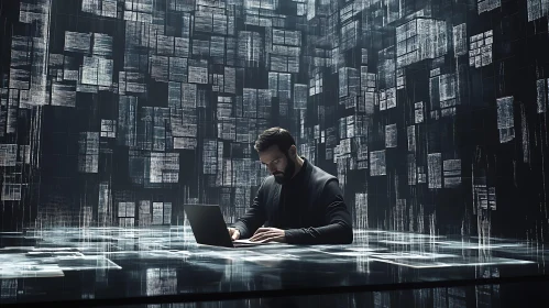 Man in Data Stream