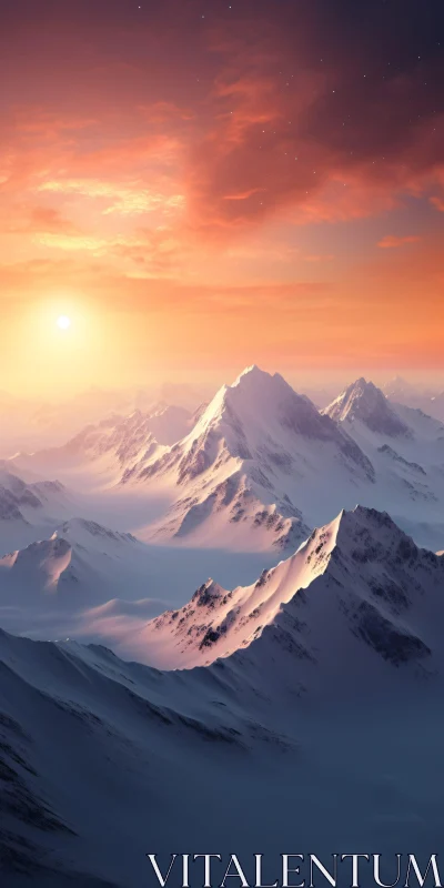 Mountains at sunset AI Image