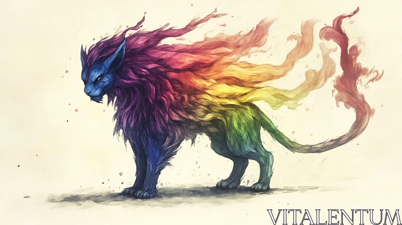 Mystical Lion Spectrum AI Image