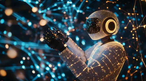 AI Robot with Glowing Connections