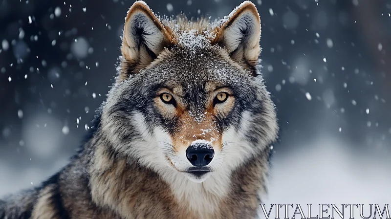 Snowy Wolf Portrait AI Image