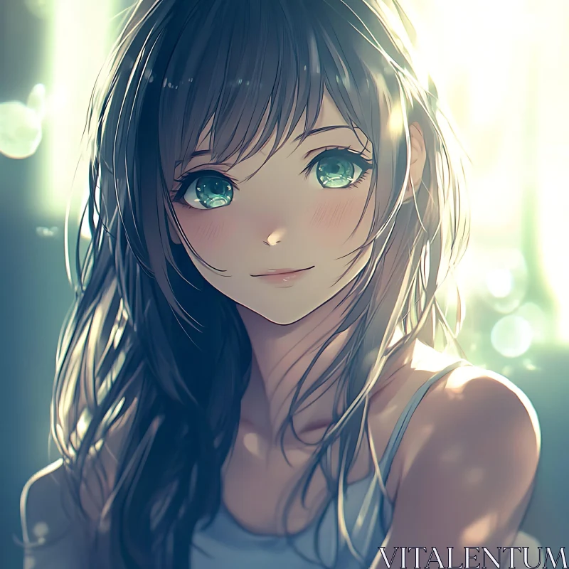 Ethereal Anime Girl with Sunlit Glow AI Image