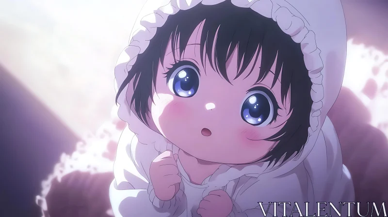 AI ART Cute Anime Baby Looking Up with Expression