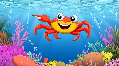 Cartoon Crab in Ocean