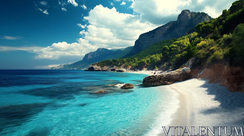 Seascape Paradise: Azure Waters and White Sands AI Image