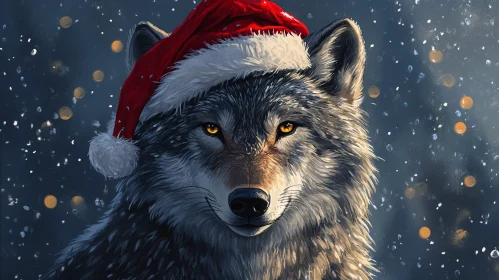 Wolf Celebrating Christmas