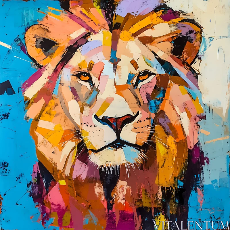 AI ART Colorful Abstract Lion Head