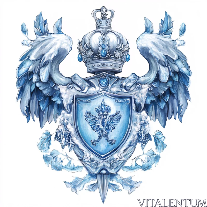 AI ART Heraldic Crest with Crown and Wings