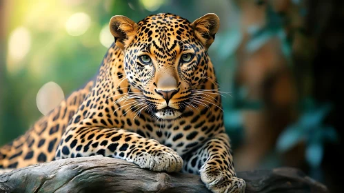 Leopard on Log, Wildlife Close-Up