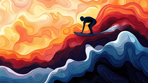 Abstract Surfing at Sunset