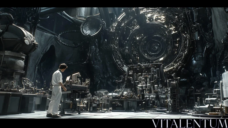 Man and Machine in Science Lab AI Image