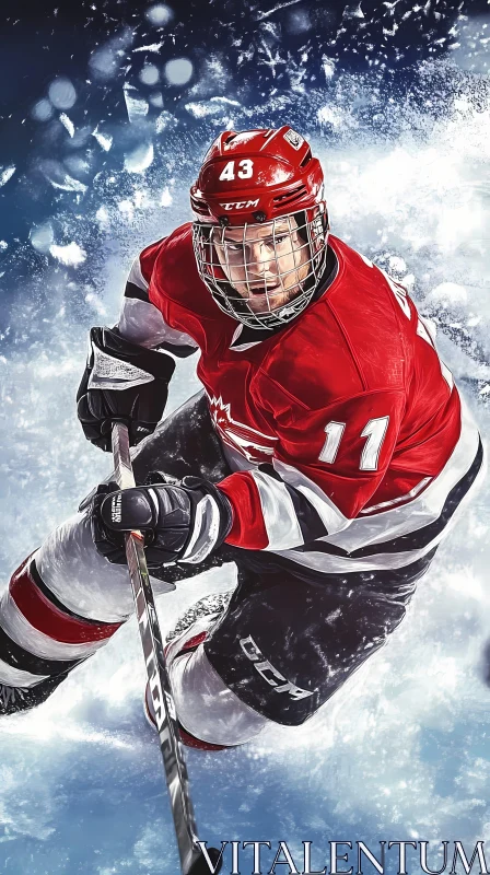 Dynamic Ice Hockey Player in Action AI Image