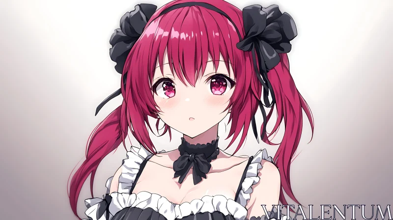 Frilly Dress Anime Girl with Pink Hair AI Image