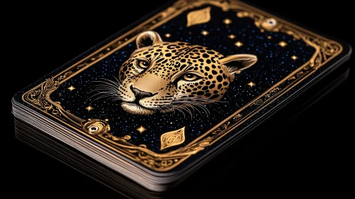 Golden Leopard Card Deck on Black