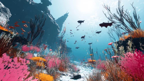Marine Life in Colorful Depths