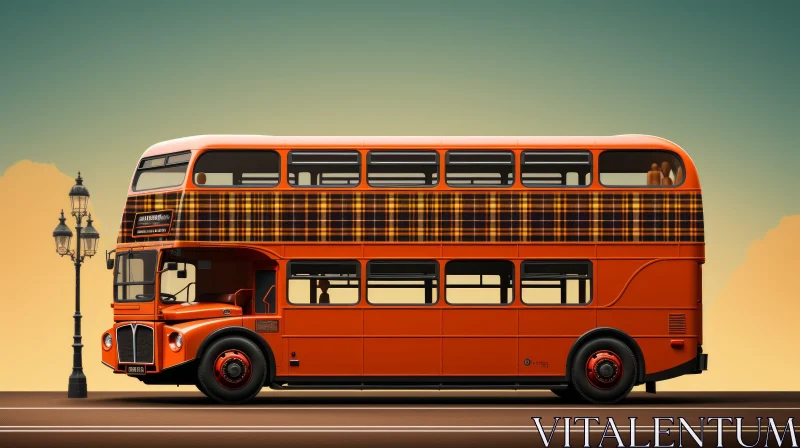 Vibrant Double-Decker Bus Illustration | Graphic Design-inspired Artwork AI Image