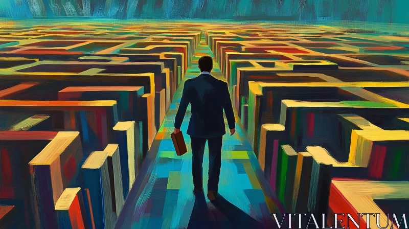 AI ART Abstract Man Walking Through a Maze