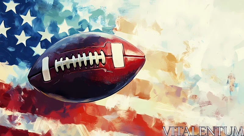 American Football and Flag Digital Painting AI Image