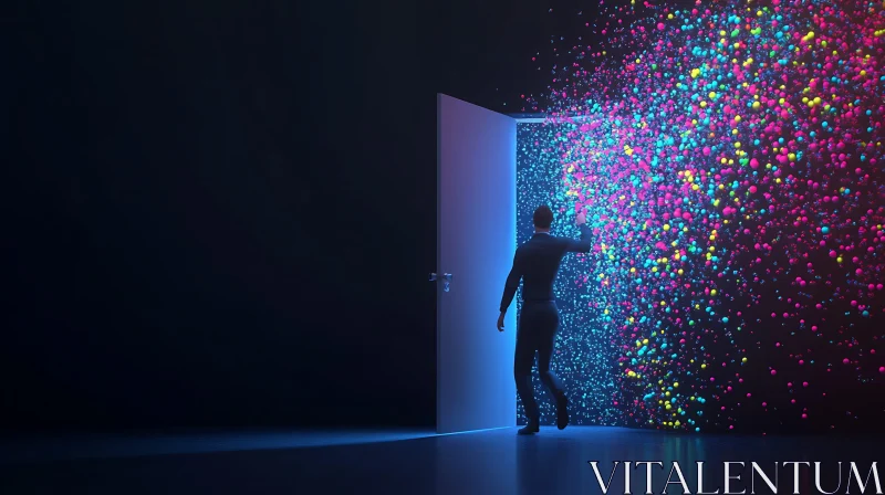 AI ART Man Entering Colorful Doorway