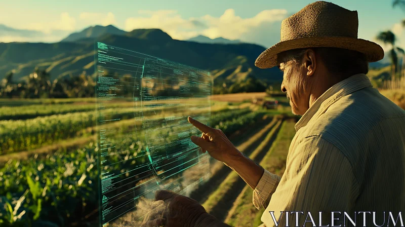 Farmer Using Technology in Agriculture AI Image