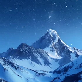 Winter Mountain Landscape at Night