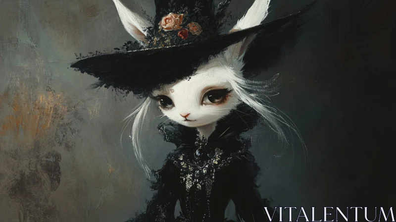 Mysterious White Rabbit in Gothic Attire AI Image