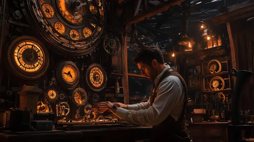 Steampunk Time Machine Inventor