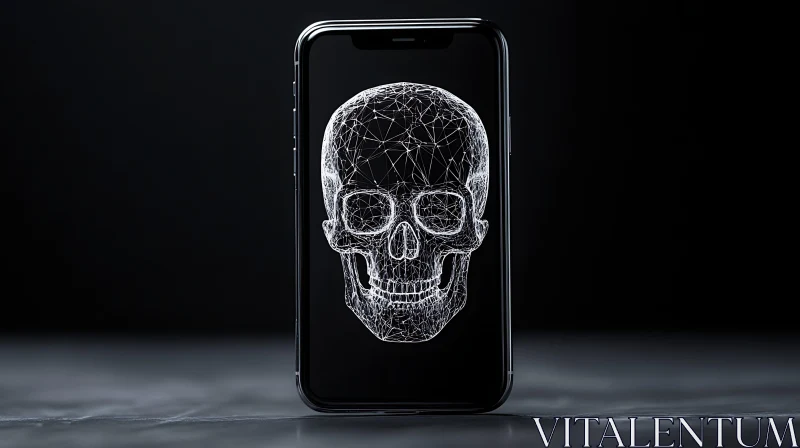 AI ART Tech Skull Phone Display