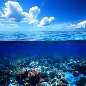 Underwater Reef and Sky Above