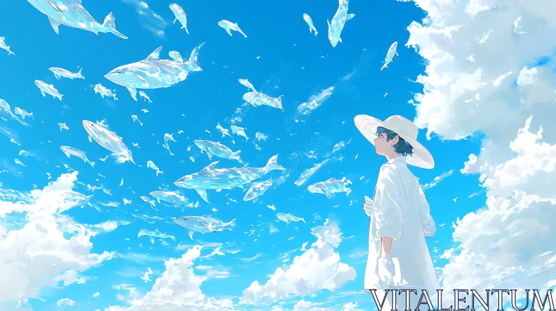 AI ART Sky Filled with Fish: A Surrealistic View