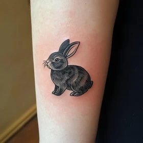 Monochrome Bunny Tattoo Design Idea