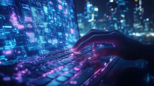 Futuristic Coding on Laptop