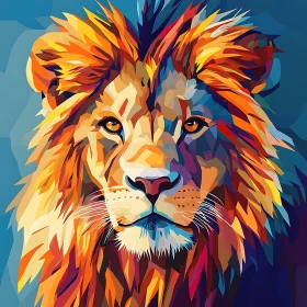 Geometric Lion Artwork with Warm Tones