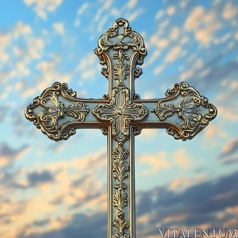 AI ART Ornate Cross with Decorative Patterns