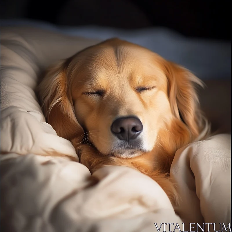 Peaceful Golden Retriever Resting AI Image